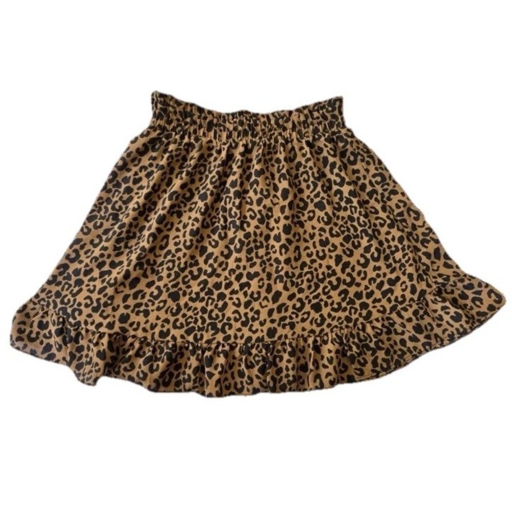 Sienna Sky Small Animal Print Ruffle Mini Skirt Lined Cheetah Elastic Waist S